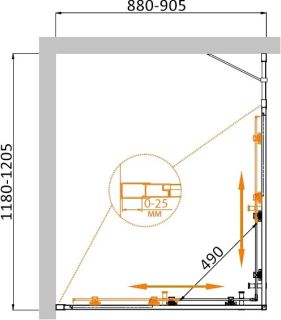 Душевой уголок CEZARES MOLVENO-AH-21-90+30-C-BORO-IV
